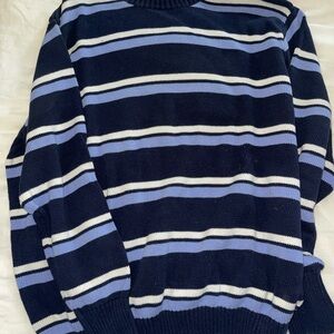 Brandy Melville Striped Navy and Blue Oversized Sweater